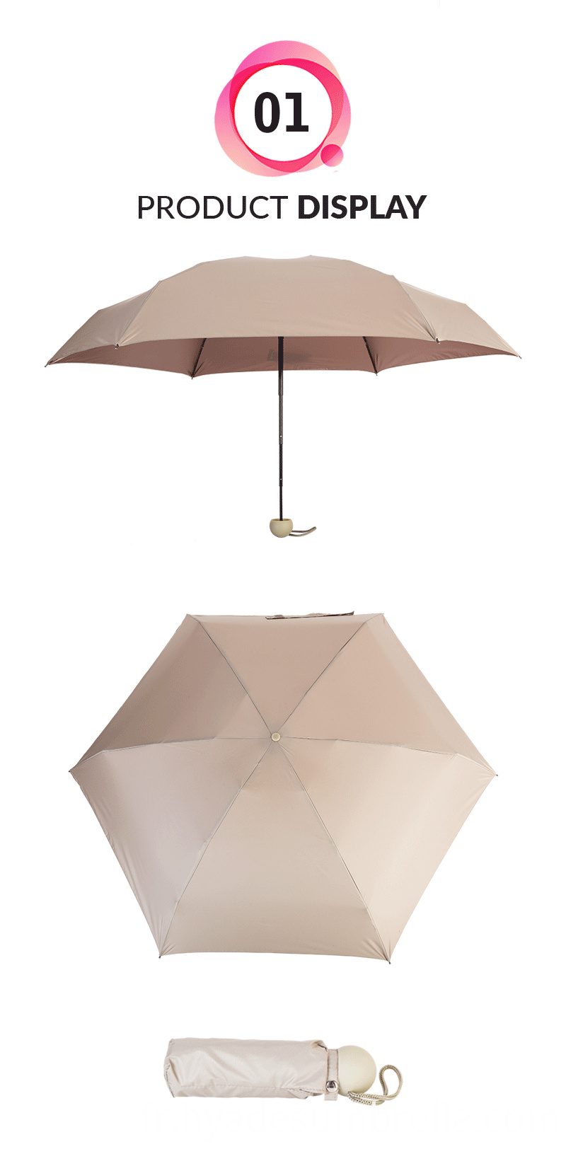 Parapluie pliant 5 plaine léger Lightweight Plain 5 Folding Umbrella